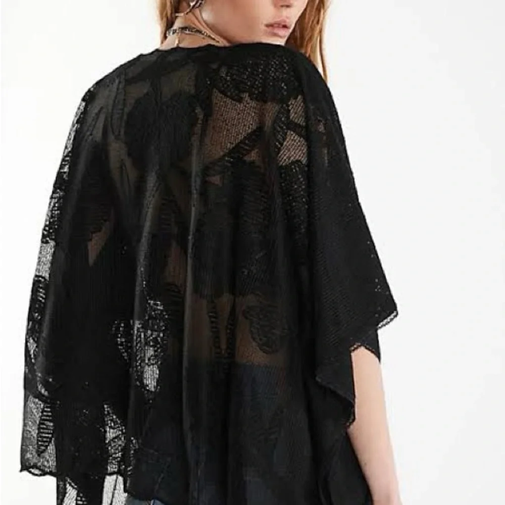 NWT Free People Black Sheer Lace Tie-Front Tunic